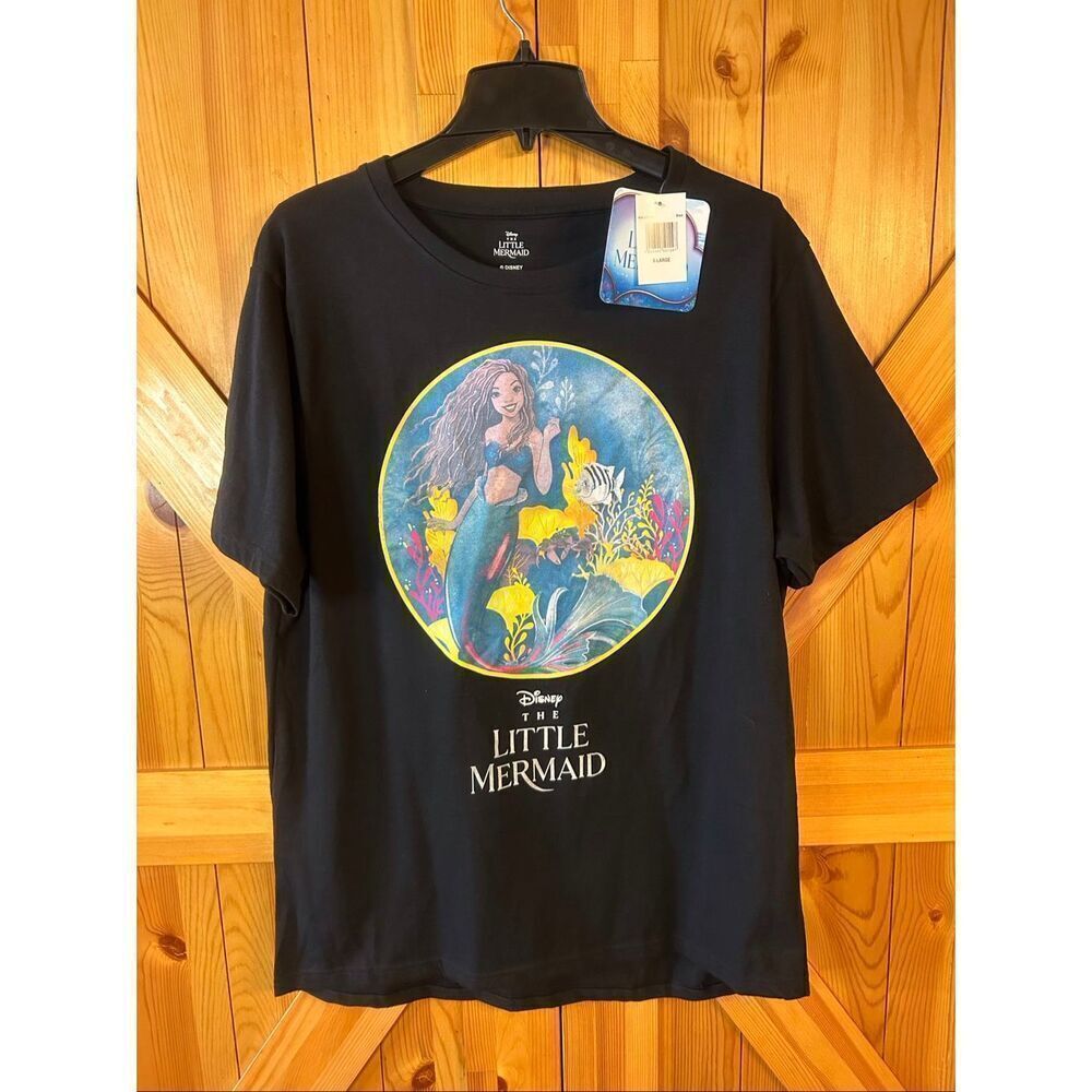 Disney The Little Mermaid Adult Black Graphic T-Shirt NWT Size XL (5526)